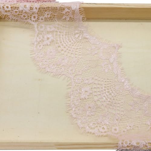 HSTWODE 6 Yards Spitzenband Spitzenbordüre Spitzenborte Spitzenstoff Spitzenbesatz Elastizität Spitze Bordüre zum Basteln Breiter für Basteln Nähen Hochzeit (Rosa) von HSTWODE