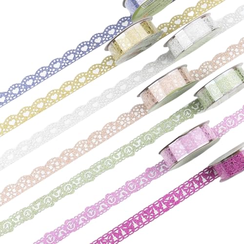 HSTWODE 7 Rollen Washi selbstklebend Klebebänder Spitzenband Bunte deko farbige Klebeband, DIY Scrapbook self Adhesive lace Tape,Glitter Dekoband HSTWODE 7 Rollen Washi selbstklebend Klebebänder Spitzenband Bunte deko farbige Klebeband, DIY Scrapbook self Adhesive lace Tape,Glitter Dekoband von HSTWODE