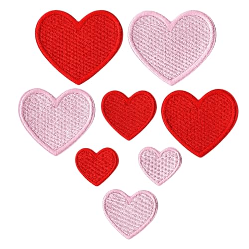 HSTWODE 8 Stück Herz Patches Bügelflicken, Herzen Aufnäher Flicken Bügelbilder zum Aufbügeln für Textilien Aufnähen Kinder, Bestickte Aufbügelflicken Sticker (1#) von HSTWODE