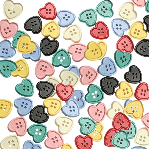 HSTWODE 80 Stück Bunte Knöpfe,18mm Liebesknopf Kinderknöpfe Bastelknöpfe, Knöpfe für Scrapbooking, Dekorieren, Handwerk DIY Nähen Basteln von HSTWODE