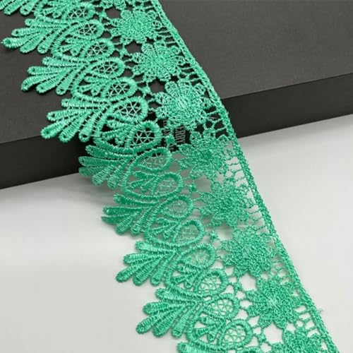 HSTWODE 8cm Breite 5/15 yards lang Europa Chips Muster Inelastische Stickerei Spitzenbesatz, für Handwerk Dessous Hochzeitskleid Geschenkverpackung Dekorieren (Mintgrün, 15 yards) von HSTWODE