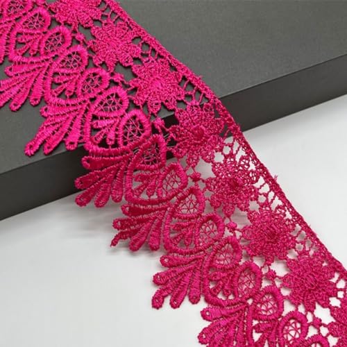 HSTWODE 8cm Breite 5/15 yards lang Europa Chips Muster Inelastische Stickerei Spitzenbesatz, für Handwerk Dessous Hochzeitskleid Geschenkverpackung Dekorieren (Rose, 15 yards) von HSTWODE
