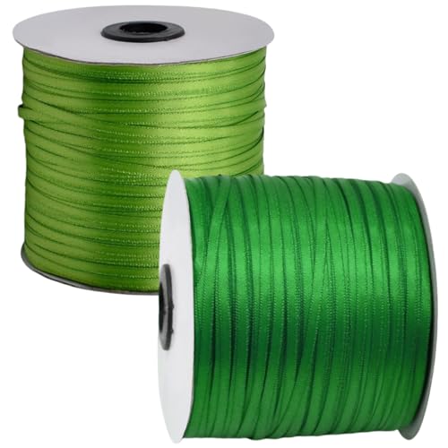 HSTWODE Geschenkband Set 2 Rollen (3mm x 457m) - Hochzeitsdekoration, Geburtstagsband für Ballons, Geschenkanhänger | Floristenzubehör, Partyzubehör, Lange Bandrolle (1#) von HSTWODE