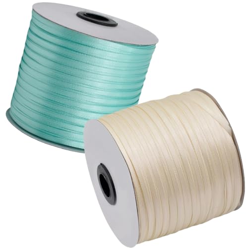 HSTWODE Geschenkband Set 2 Rollen (3mm x 457m) - Hochzeitsdekoration, Geburtstagsband für Ballons, Geschenkanhänger | Floristenzubehör, Partyzubehör, Lange Bandrolle (10#) von HSTWODE