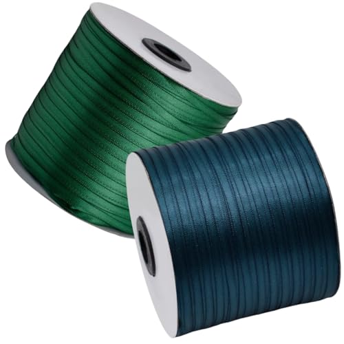 HSTWODE Geschenkband Set 2 Rollen (3mm x 457m) - Hochzeitsdekoration, Geburtstagsband für Ballons, Geschenkanhänger | Floristenzubehör, Partyzubehör, Lange Bandrolle (2#) von HSTWODE