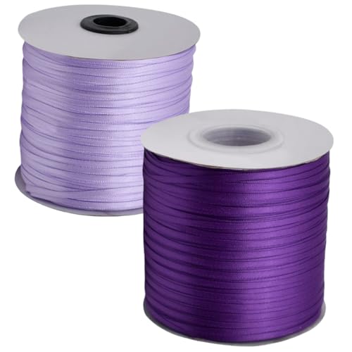 HSTWODE Geschenkband Set 2 Rollen (3mm x 457m) - Hochzeitsdekoration, Geburtstagsband für Ballons, Geschenkanhänger | Floristenzubehör, Partyzubehör, Lange Bandrolle (3#) von HSTWODE
