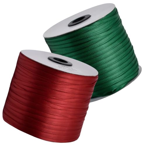 HSTWODE Geschenkband Set 2 Rollen (3mm x 457m) - Hochzeitsdekoration, Geburtstagsband für Ballons, Geschenkanhänger | Floristenzubehör, Partyzubehör, Lange Bandrolle (5#) von HSTWODE