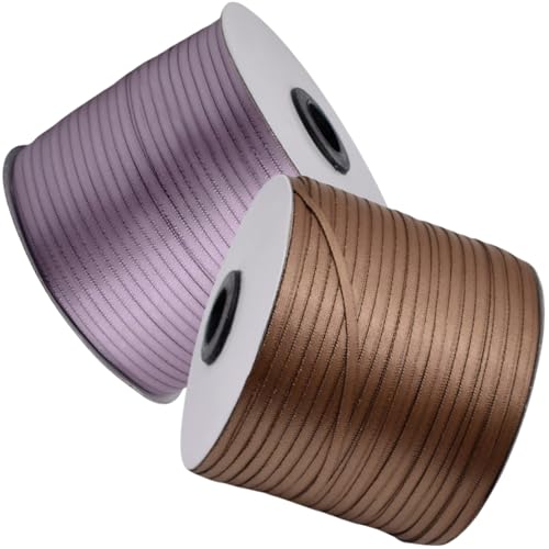 HSTWODE Geschenkband Set 2 Rollen (3mm x 457m) - Hochzeitsdekoration, Geburtstagsband für Ballons, Geschenkanhänger | Floristenzubehör, Partyzubehör, Lange Bandrolle (7#) von HSTWODE