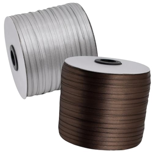 HSTWODE Geschenkband Set 2 Rollen (3mm x 457m) - Hochzeitsdekoration, Geburtstagsband für Ballons, Geschenkanhänger | Floristenzubehör, Partyzubehör, Lange Bandrolle (9#) von HSTWODE