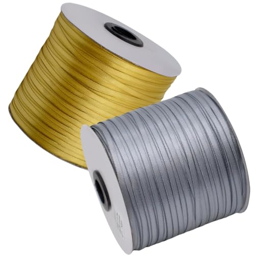 HSTWODE Geschenkband Set 2 Rollen (3mm x 457m) - Hochzeitsdekoration, Geburtstagsband für Ballons, Geschenkanhänger | Floristenzubehör, Partyzubehör, Weihnachtsdekoration (4#) von HSTWODE