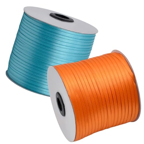 HSTWODE Geschenkband Set 2 Rollen (3mm x 457m) Lange Bandrolle Glänzendes Band- Hochzeitsdekoration, Geburtstagsband für Ballons, Geschenkanhänger | Floristenzubehör, Partyzubehör (1#) von HSTWODE