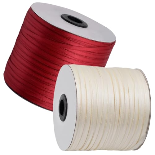 HSTWODE Geschenkband Set 2 Rollen (3mm x 457m) Lange Bandrolle Glänzendes Band- Hochzeitsdekoration, Geburtstagsband für Ballons, Geschenkanhänger | Floristenzubehör, Partyzubehör (2#) von HSTWODE