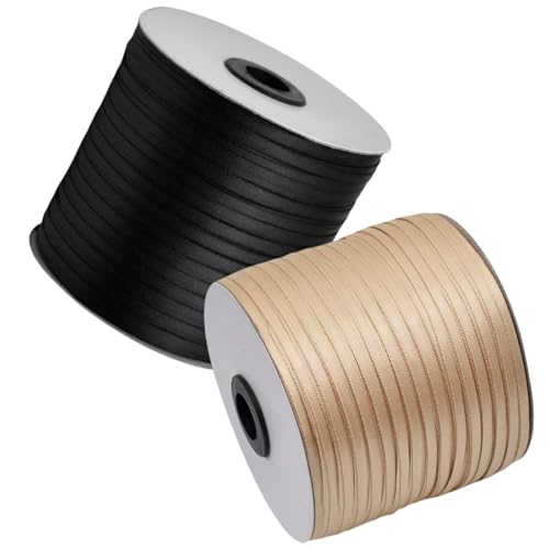 HSTWODE Geschenkband Set 2 Rollen (3mm x 457m) Lange Bandrolle Glänzendes Band- Hochzeitsdekoration, Geburtstagsband für Ballons, Geschenkanhänger | Floristenzubehör, Partyzubehör (4#) von HSTWODE