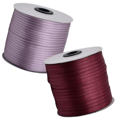HSTWODE Geschenkband Set 2 Rollen (3mm x 457m) Lange Bandrolle Glänzendes Band- Hochzeitsdekoration, Geburtstagsband für Ballons, Geschenkanhänger | Floristenzubehör, Partyzubehör (5#) von HSTWODE