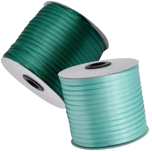 HSTWODE Geschenkband Set 2 Rollen (3mm x 457m) Lange Bandrolle Glänzendes Band- Hochzeitsdekoration, Geburtstagsband für Ballons, Geschenkanhänger | Floristenzubehör, Partyzubehör (7#) von HSTWODE