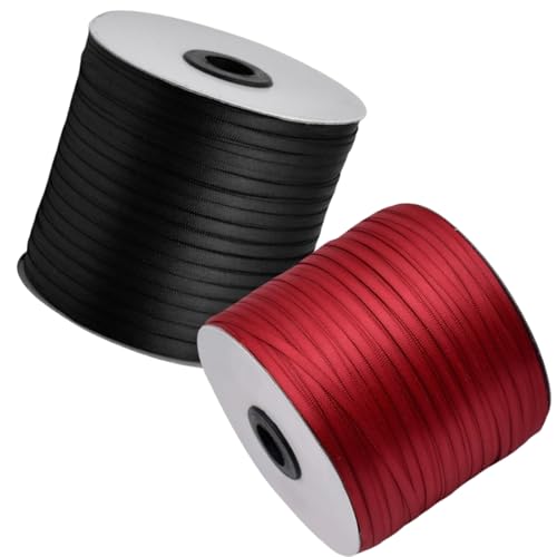HSTWODE Geschenkband Set 2 Rollen (3mm x 457m) Lange Bandrolle Glänzendes Band- Hochzeitsdekoration, Geburtstagsband für Ballons, Geschenkanhänger | Floristenzubehör, Partyzubehör (9#) von HSTWODE