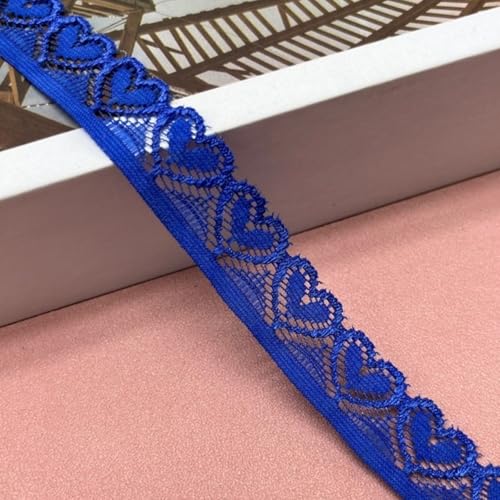 HSTWODE Herzförmig Stickerei-Spitzenborte,Spitzenstoff Spitzenborte Elastisches Spitzenband, 18 mm breit, herzförmig,für Basteln Nähen Hochzeit Deko Scrapbooking Geschenkbox (Blau 2) von HSTWODE