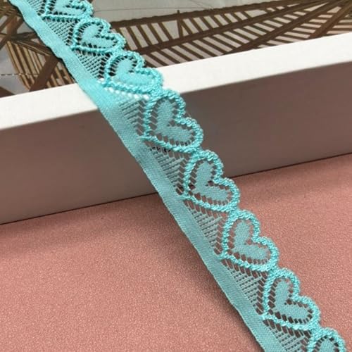 HSTWODE Herzförmig Stickerei-Spitzenborte,Spitzenstoff Spitzenborte Elastisches Spitzenband, 18 mm breit, herzförmig,für Basteln Nähen Hochzeit Deko Scrapbooking Geschenkbox (Grün) von HSTWODE
