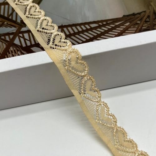 HSTWODE Herzförmig Stickerei-Spitzenborte,Spitzenstoff Spitzenborte Elastisches Spitzenband, 18 mm breit, herzförmig,für Basteln Nähen Hochzeit Deko Scrapbooking Geschenkbox (Hautfarbe) von HSTWODE