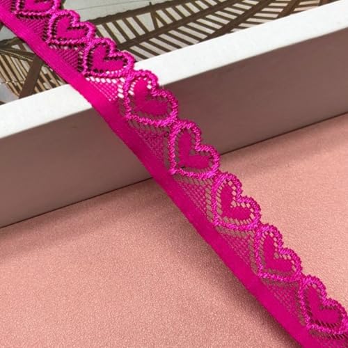 HSTWODE Herzförmig Stickerei-Spitzenborte,Spitzenstoff Spitzenborte Elastisches Spitzenband, 18 mm breit, herzförmig,für Basteln Nähen Hochzeit Deko Scrapbooking Geschenkbox (Rose) von HSTWODE