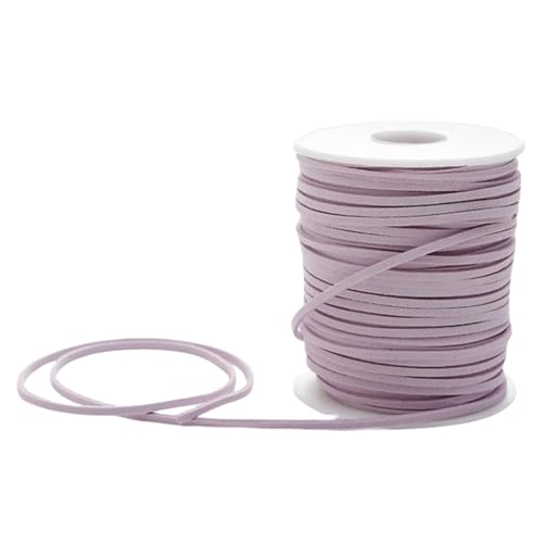HSTWODE Lederband 3mm x 50 Yards Lederschnur Flache Faux Wildleder Schnur Lederbänder Lederkordel, Leder Schnur für DIY, Armband, Halskette (Hellviolett) von HSTWODE