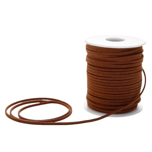HSTWODE Lederband 3mm x 50 Yards Lederschnur Flache Faux Wildleder Schnur Lederbänder Lederkordel, Leder Schnur für DIY, Armband, Halskette (Kaffeefarben) von HSTWODE