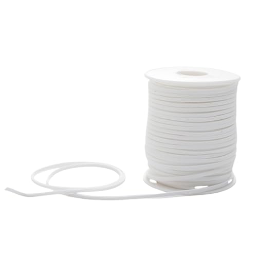 HSTWODE Lederband 3mm x 50 Yards Lederschnur Flache Faux Wildleder Schnur Lederbänder Lederkordel, Leder Schnur für DIY, Armband, Halskette (Weiß) von HSTWODE