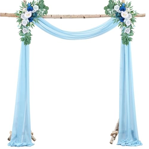 HSTWODE Romantische Farben 0.75 * 6/10m Tisch Läufer Tüll hochzeitsbanner traubogen Hochzeit hausbett deko tüll gardine Für Fotografie, Partys, Hochzeiten (Denim-Blau, 75 * 600cm) von HSTWODE