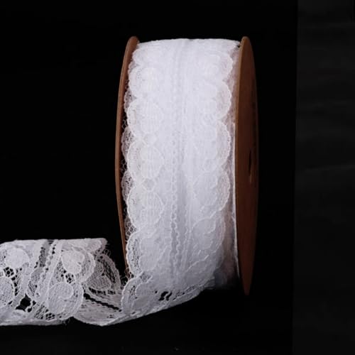HSTWODE Spitzenband Weiß -Weiss Spitzenbordüre Dekoband(9m lang) für Hochzeit,Nähen,Blumen,Geschenkverpackungen (009) von HSTWODE