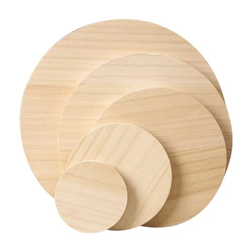 HSTWODE untersetzer holz,Holzscheibe rund, Naturholz Baumscheiben Ca.Optionale Dicke für DIY Handwerk - Hochzeit Mittelstücke Weihnachten Dekoration zum Basteln, Malen Baumscheibe (5 Stück*20cm*3cm) von HSTWODE