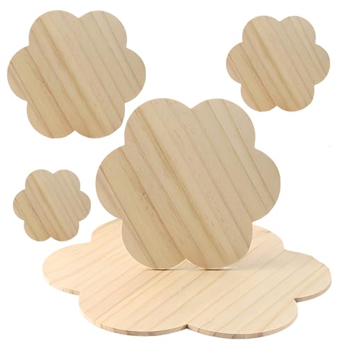HSTWODE 10 Stück Naturholz Baumscheiben, 5 mm dickes rundes Kiefernholz 10/15/20/25/30 cm Für DIY Handwerk - Hochzeit Dekoration zum Basteln, Malen Baumscheibe (10 Stück 25cm Blume) von HSTWODE