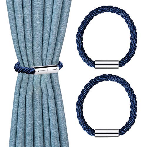 HSTYAIG Magnetische Vorhang Raffhalter Vorhang Clips Seil Rückwärtige Vorhang Halter Schnallen Vorhang Binder Gardinenhalter für Haus Dekoration 2 Stück (Blau) von HSTYAIG