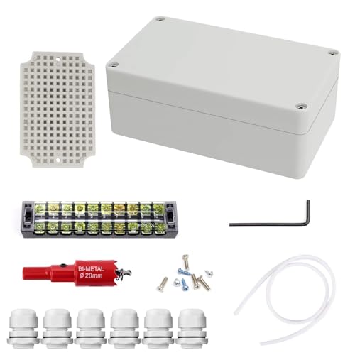 HSUYUN Abzweigkasten, 158 × 90 × 60 mm Klemmdose Aufputz, ABS Kunststoff Anschlussdose Wasserdicht, IP66 Anschlusskästen, mit Klemmen und Montagezubehör, für Kabel von ø6–12 mm HSUYUN Abzweigkasten, 158 × 90 × 60 mm Klemmdose Aufputz, ABS Kunststoff Anschlussdose Wasserdicht, IP66 Anschlusskästen, mit Klemmen und Montagezubehör, für Kabel von ø6–12 mm von HSUYUN