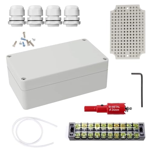 HSUYUN Abzweigkasten, 200 × 120 × 75 mm Anschlussdose Wasserdicht, IP66 Klemmdose Aufputz, ABS Kunststoff Anschlusskästen, mit Klemmen und Montagezubehör, für Kabel von ø12–15 mm HSUYUN Abzweigkasten, 200 × 120 × 75 mm Anschlussdose Wasserdicht, IP66 Klemmdose Aufputz, ABS Kunststoff Anschlusskästen, mit Klemmen und Montagezubehör, für Kabel von ø12–15 mm von HSUYUN