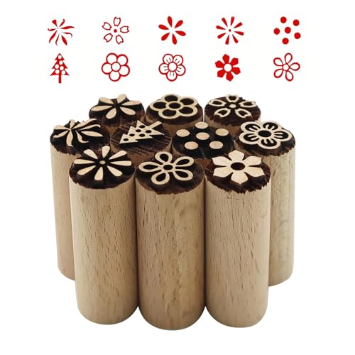 HSUYUN Stempel für Ton und Keramik, 10 Stück Stempel Holz, für DIY-Modelliermasse, Kuchendekoration und Malerei HSUYUN Stempel für Ton und Keramik, 10 Stück Stempel Holz, für DIY-Modelliermasse, Kuchendekoration und Malerei von HSUYUN