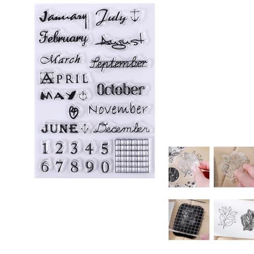 1 Blatt Silikon Stempel,Stempel Einladung mit Monatsmuster und Zahlen im Inneren, Sticker GästebuchGeeignet für DIY-Karten, Briefe, Geschenke und Fotoalben mit Stempel Silikon 1 Blatt Silikon Stempel,Stempel Einladung mit Monatsmuster und Zahlen im Inneren, Sticker GästebuchGeeignet für DIY-Karten, Briefe, Geschenke und Fotoalben mit Stempel Silikon von HSYTEK