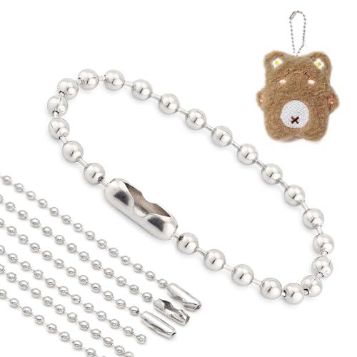 100 Stück Kugelkette, 2,4 mm Charms Craft Ball Chain, Edelstahl Kugelkette Perlen Rollenkette Hängekette mit Verbindern Metallkugelkette, Craft Ball Bead für DIY Kette Geburtstag Party Decorations von HSYTEK