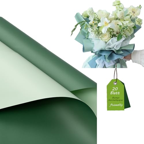 20 Blatt Seidenpapier grün, 56 * 56 cm Seidenpapierbögen, Bouquet Papier zum Verpacken von Geschenken Verpackungspapier für Blumen Geburtsta Hochzeit Dekor(Grüne Serie) von HSYTEK