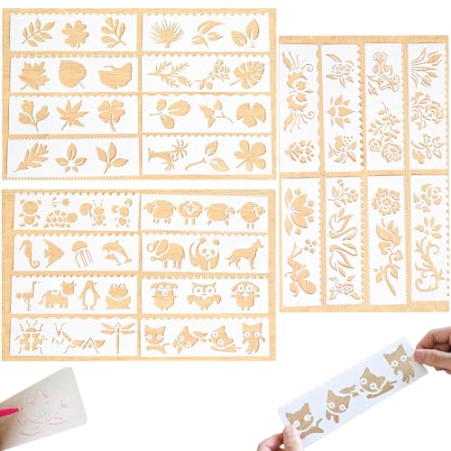 24 Stück Schablonen Malen, 18.5 * 5.5cm Malschablonen Kinder, Wiederverwendbar Schablonen, Malschablonen, Schablonen Wandgestaltung, für Malen, DIY (Blatt-Schablone, Tier-Schablone, Blumen-Schablone) 24 Stück Schablonen Malen, 18.5 * 5.5cm Malschablonen Kinder, Wiederverwendbar Schablonen, Malschablonen, Schablonen Wandgestaltung, für Malen, DIY (Blatt-Schablone, Tier-Schablone, Blumen-Schablone) von HSYTEK