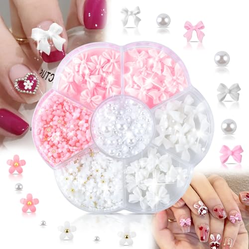 Blumen 3d Nails Art Charms,Bogen Nagel Deko,Charms Nägel mit Weißen Halbperlen,Schleifenknoten Nagelsticker Strasssteine Nagelschmuck Kristall,Acrylnägel Nagelanhänger für Nagelsteine,Schmucksteine Blumen 3d Nails Art Charms,Bogen Nagel Deko,Charms Nägel mit Weißen Halbperlen,Schleifenknoten Nagelsticker Strasssteine Nagelschmuck Kristall,Acrylnägel Nagelanhänger für Nagelsteine,Schmucksteine von HSYTEK