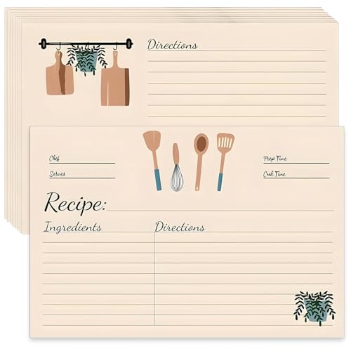 HSYTEK 50 Blätter Rezeptkarten Set, 15 * 10cm Rezeptordner zum Beidseitigen Beschreiben, Rezeptbuch zum Selberschreiben, Rezeptkarten zum Festhalten von Leckeren Rezepten und Kochtipps für Mutter von HSYTEK