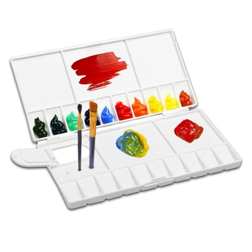 Mischpalette, Mischen, Wassermalfarben Malpalette, Wet Palette, Nasspalette, 25 Raster Aquarellpalette Malpalette für Künstler Wasserfarben 10.5 x 20.3cm von HSYTEK