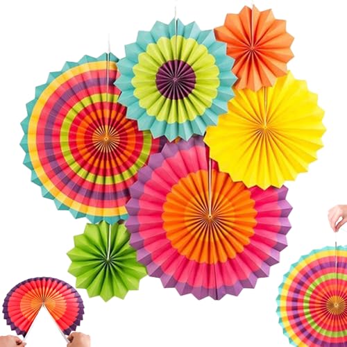 Papierfächer, Farbig Fächer Hochzeit, Papierblumen zum Aufhängen, Faschingsdeko, Party Deko, Hängende Deko für Geburtstag Party Hochzeit Neujahr Baby Shower (1 Satz) von HSYTEK