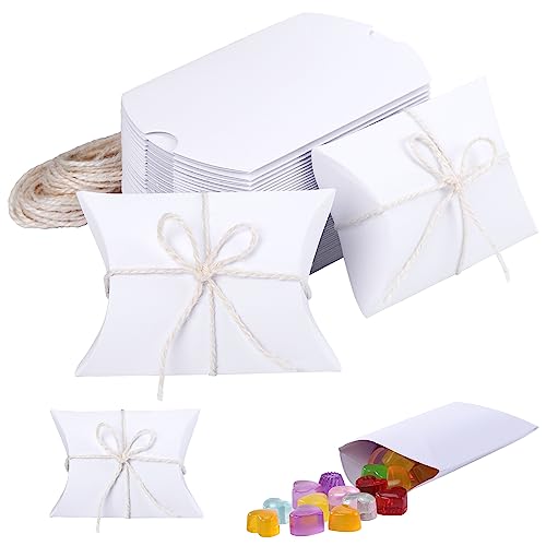 HSeaMall 50PCS Kissen Box Kraftpapier Pralinenschachtel Geschenkbox für Hochzeit Geburtstag Party Weiß 50 Stück von HSEAMALL