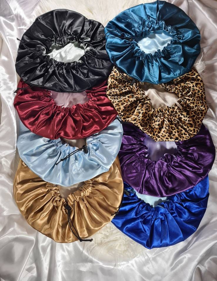 Verstellbarer Kordelzug Reversible Satin Haar Bonnet|Satin Elastisch, Schlaf Hut Mütze, Kopftuch. Schlummerhaube, Frisur Schützend Verstellbarer Kordelzug Reversible Satin Haar Bonnet|Satin Elastisch, Schlaf Hut Mütze, Kopftuch. Schlummerhaube, Frisur Schützend von HTCollections