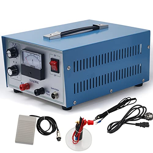 HTDRE 50A Permanent-Schmuckschweißgerät-Set, Laserschweißgerät, Schmuckschweiß- und Schmuckreparaturwerkzeug, einstellbares Pulspunktschweißgerät, mit Fußpedal für Gold, Silber und Platin von HTDRE