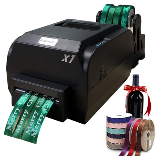 HTDRE Satinbanddrucker, 4-reihiger digitaler Banddrucker, 200 DPI, 150 mm/s, Etikettendrucker, Folienprägedruckmaschine, 12–20 mm Breite, unterstützt über 50 Sprachen zum Verpacken von Geschenken von HTDRE