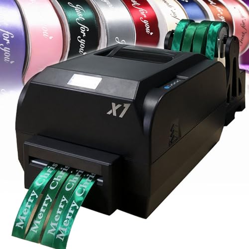 HTDRE Satinbanddrucker, 4-reihiger digitaler Banddrucker, 200 DPI, 150 mm/s, Etikettendrucker, Folienprägedruckmaschine, 12–20 mm Breite, unterstützt über 50 Sprachen zum Verpacken von Geschenken von HTDRE