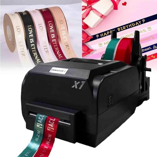 HTDRE Satinbanddrucker, Banddrucker, Etikettendrucker, Folienprägedrucker, unterstützt über 50 Sprachen für Blumensträuße, Geschenke, Bastelarbeiten, Schleifen, Partys, Hochzeiten (zweireihig) von HTDRE