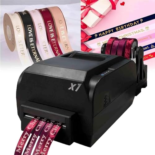 HTDRE Satinbanddrucker, Banddrucker, Etikettendrucker, Folienprägedrucker, unterstützt über 50 Sprachen für Blumenstraußgeschenke, Bastelarbeiten, Schleifen, Partys, Hochzeiten (vierreihig) von HTDRE